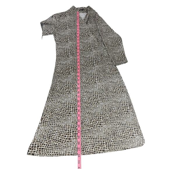 J.McLaughlin Catalina Cloth Savannah Panama Brown Cream Faux Wrap Dress Medium - Picture 12 of 14